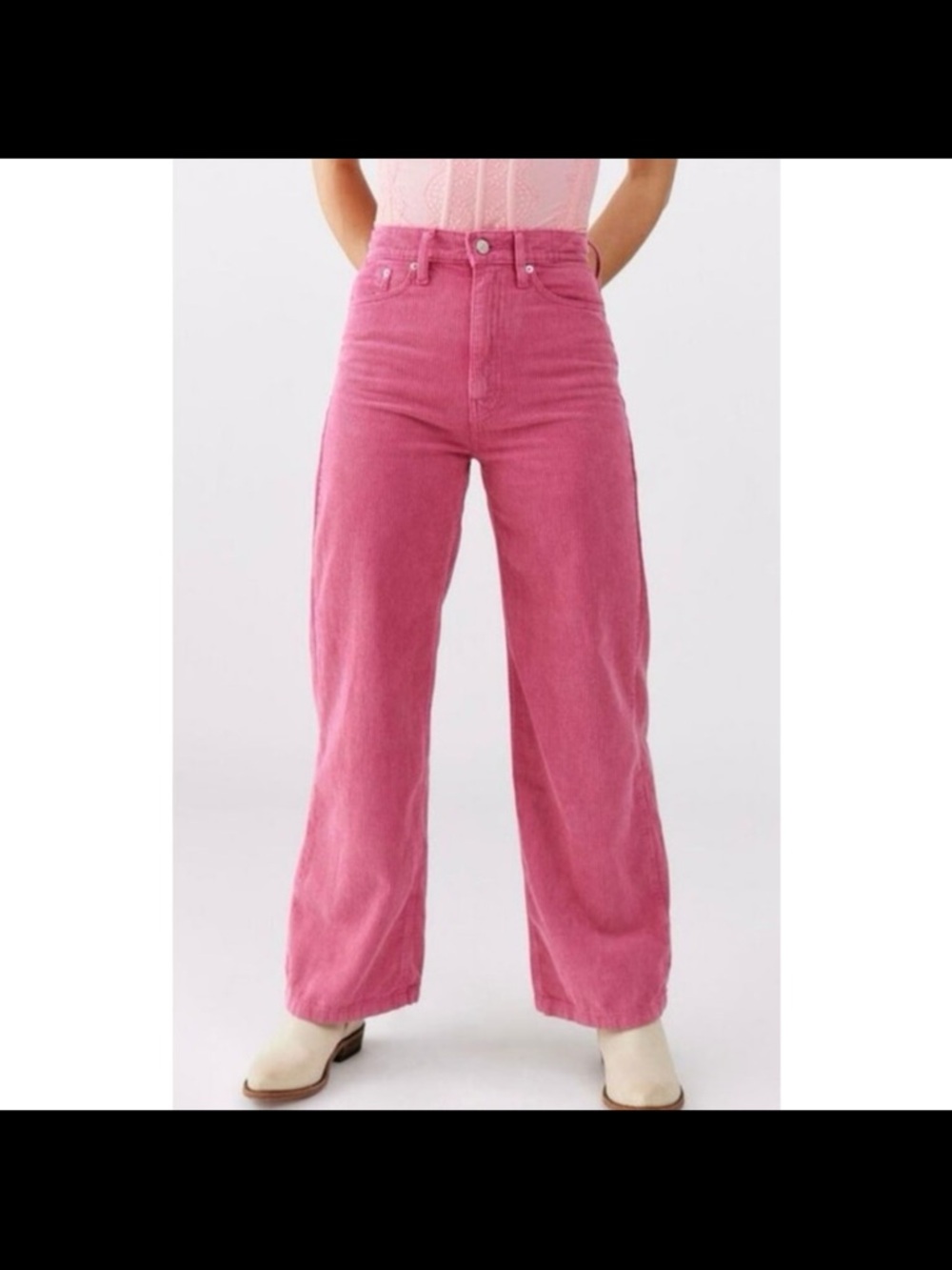 BDG High-Rise Wide-Leg Corduroy Jeans in Pink